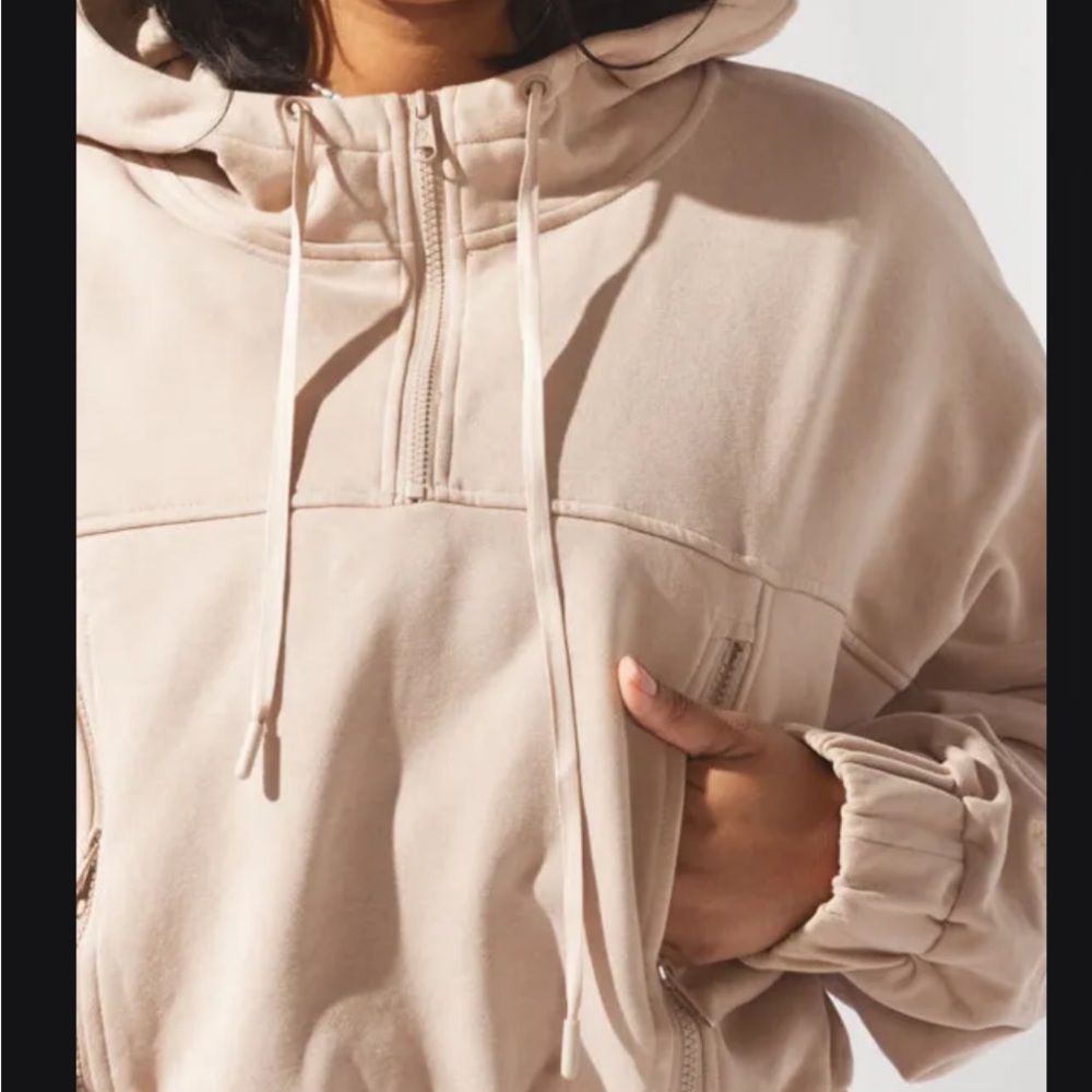 POPFLEX Half Zip Warm Up Hoodie - Latte